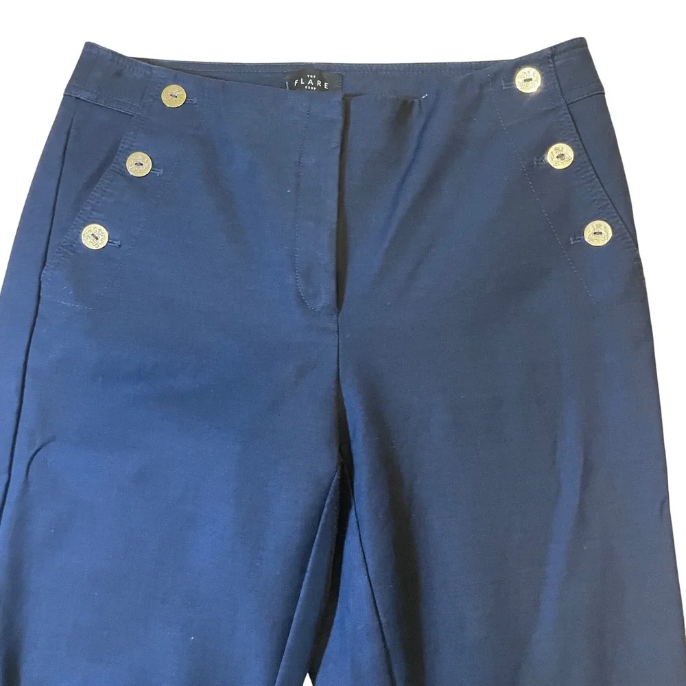 White‎ House Black Market Flare Crop Pants  Women's Size 2 Sailor Button Accents - Picture 3 of 12